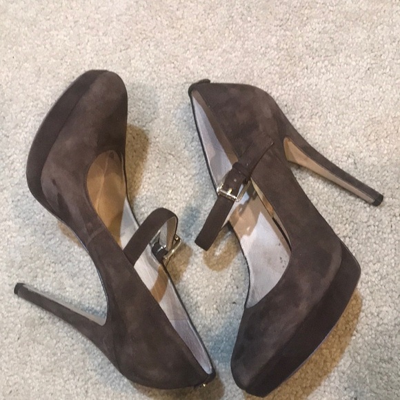 Michael Kors Brown Suede Leather Upper Mary Jane Platform 5 Inch Heels -Size 10 - Picture 1 of 9